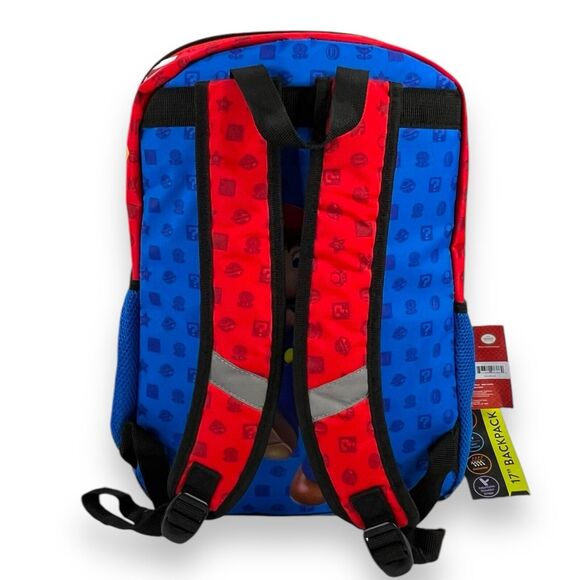 OFFICIAL Super Mario Backpack Reflective Kids School Bookbag Bag 17” w Bag Charm - Picture 5 of 16
